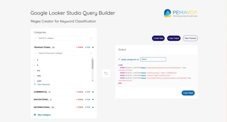 PEMAVOR's Free Looker Studio Query Builder