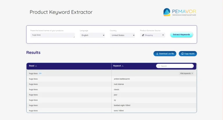 PEMAVOR's Free Product Keyword Extractor